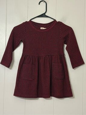Faherty Kids Girls Red Black Buffalo Check Pocket Dress Size 4T Soft Cozy
